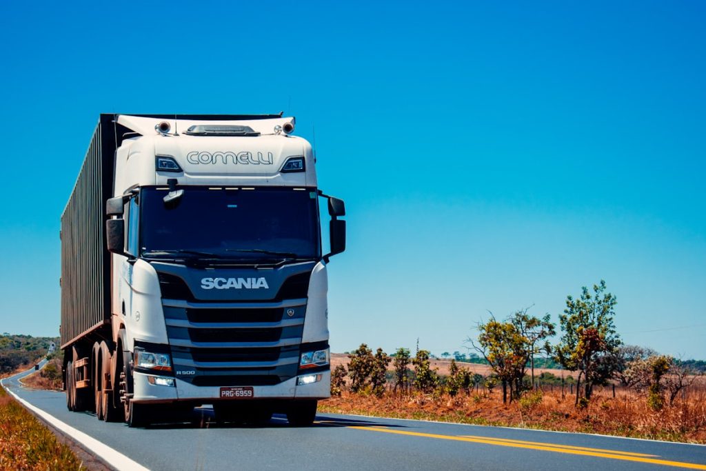 Blue tractor truck