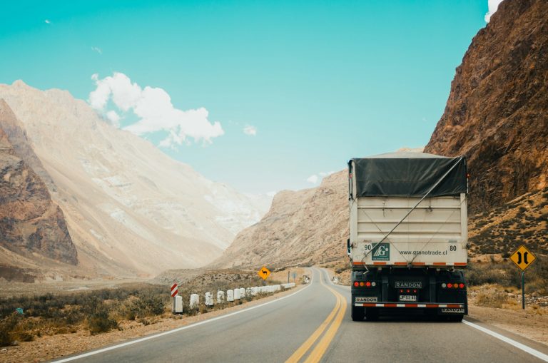 Semi trailer truck on highway