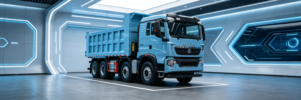 New heavy trucks ready for export from Shandong China